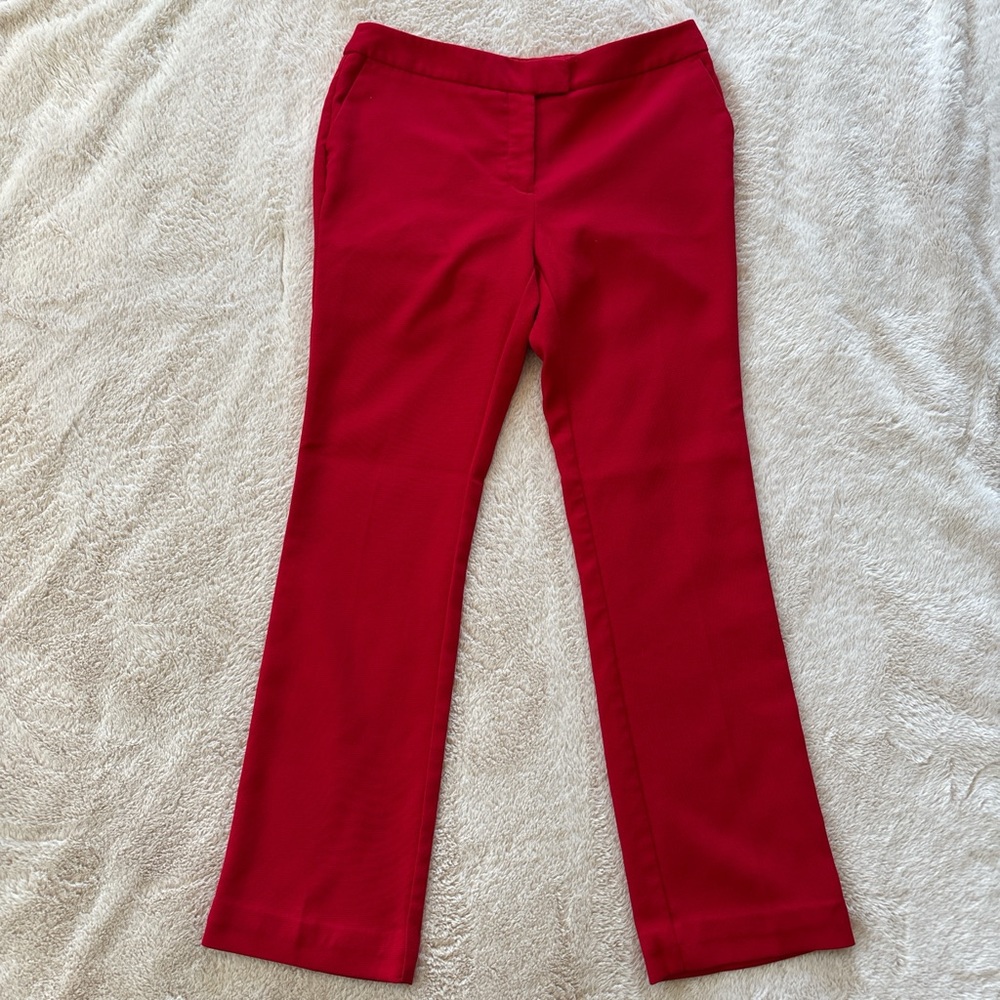 Worthington Womens Red Dress Pants Size 6P Petite Flare Leg Modern Fit Trousers